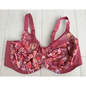 Goddess Kayla Banded Underwire Bra Sz 44G Pink Floral Colorful